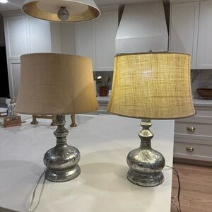 Elegant Silver Table Lamp with Tan Shade